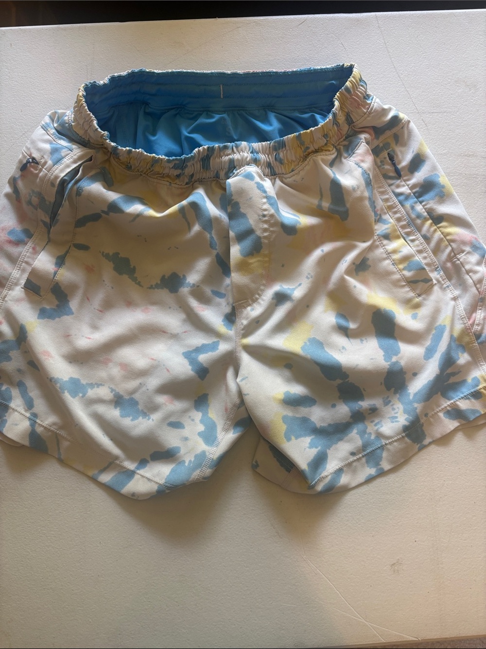 Birddogs Pastel Tie-Dye Running Shorts in Blue and Yellow